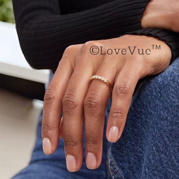 2.5mm Diamond Brilliant Cut Half Eternity Engagement Wedding Ring Band - Picture 8 of 16